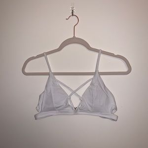 NEW SHEIN Criss Cross Seam Bikini Top White Small